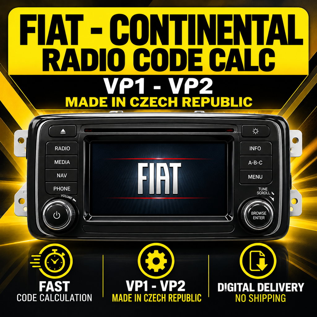 Fiat Continental VP1 VP2 Made in Czech Republic Radio Code Unlock – Enter Serial Number
